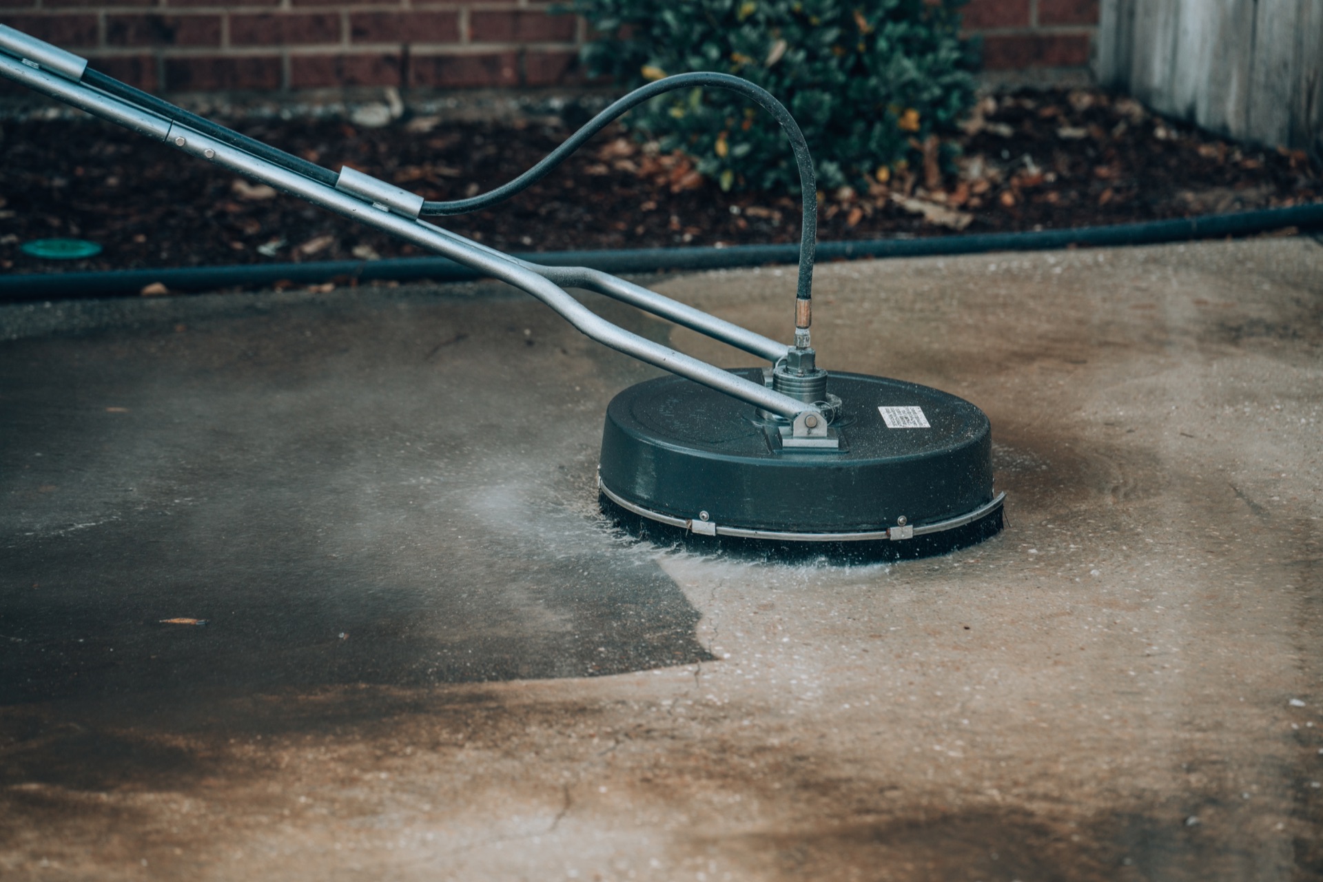 Pressure washing a patio